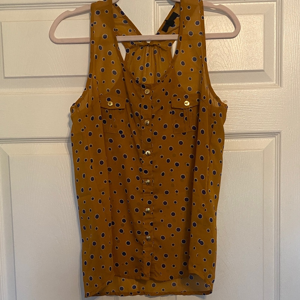 Polka Dot Sleeveless Top - Mustard